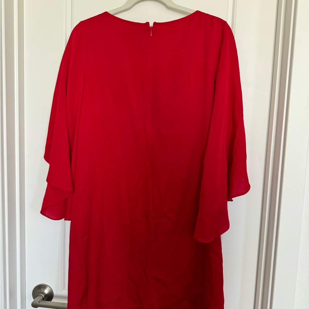 Women's Milly V-Neck Butterfly Silk Dress Size 8 Red - Picture 4 of 6